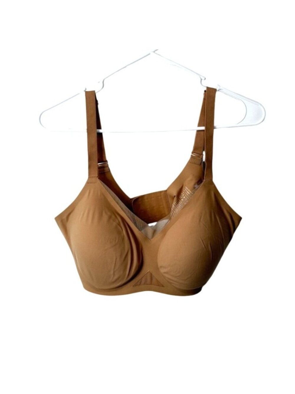 Honeylove Womens 34D/DD Crossover Bra Tan Wireless Mesh Support LWBR0304